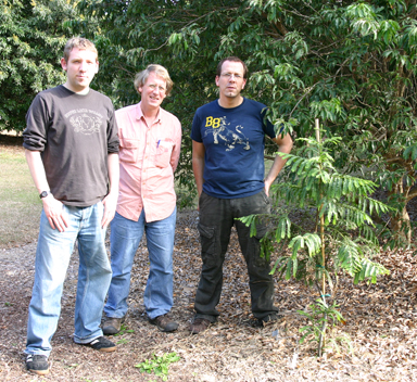 Left to right: Dr. Christian Schulz, Ron Determann , and Patrick Knoft at Montgomery Botanical Center.